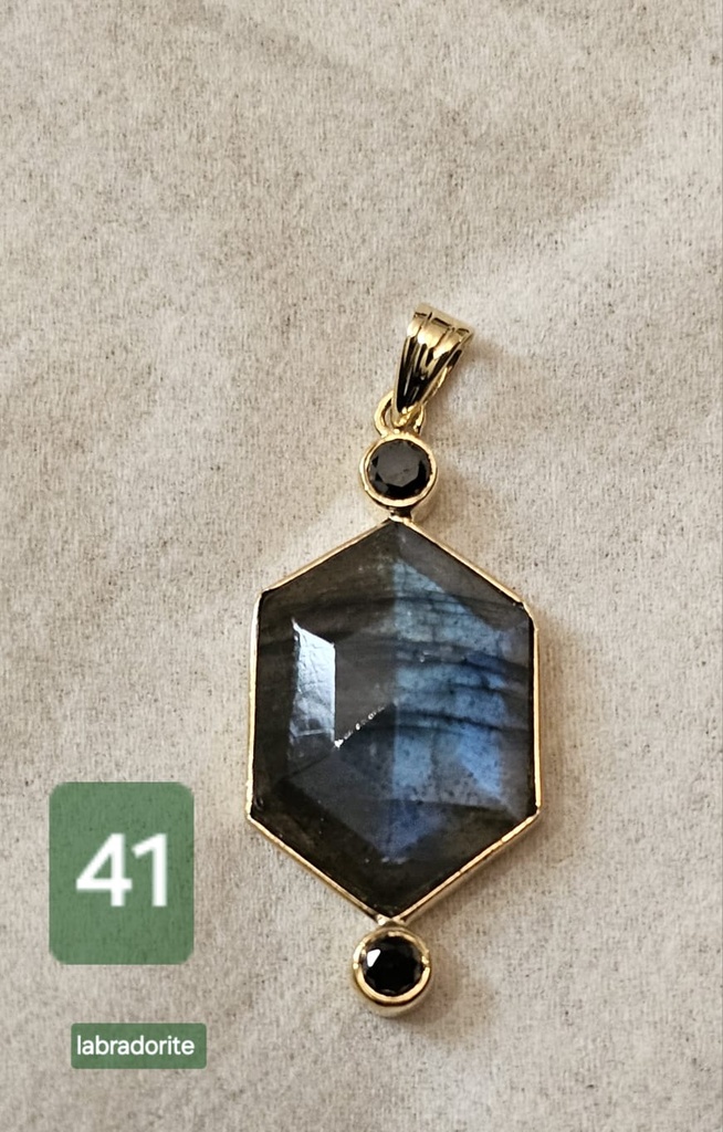 [LG041] LG041 Labradorite & Black Diamond Pendant (with LC036)