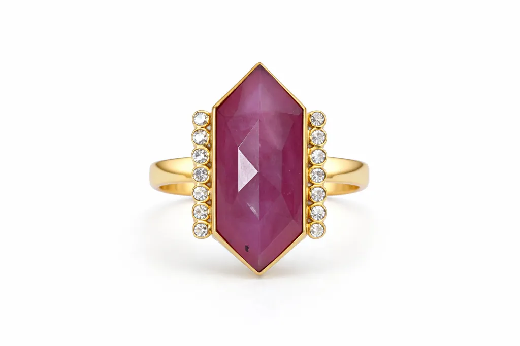 [LG047] LG047 Pink Sapphire & Diamond Ladies' Ring